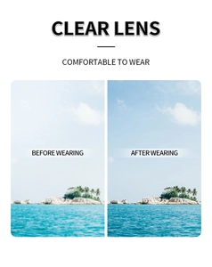 Comparison showing clear vision and glare reduction of the Y2K punk sunglasses lens