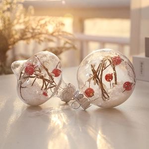 Palle Di Natale Trasparente Plastica Riempito Con Bacche Rami Neve Decorazione Per Albero Di Natale Festiva