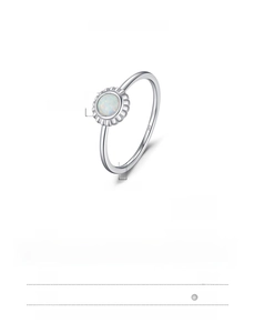 Detailed specs of s925 silver sunflower ring with 4mm opal stone and size dimensions