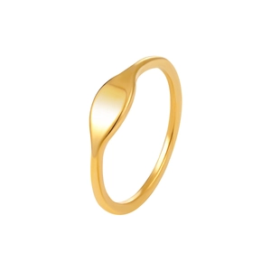 Polished 18K gold rhombic stainless steel ring with a minimalist geometric marquise face