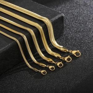 Five gold-plated stainless steel snake chain bracelets with lobster clasps in various sizes