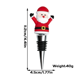 Detailed view of Santa Claus wine stopper with exact height and weight measurements