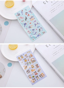 Close-up of 3D bubble stickers featuring marine animals and cute puppy patterns