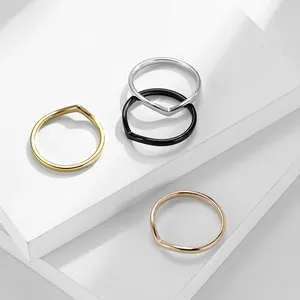 Minimalist V-Shaped Wishbone Ring Stainless Steel High Polished Geometric Stackable Finger Band Jewelry For Women