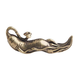 Creative brass ginseng keychain pendant with intricate textured details for luck