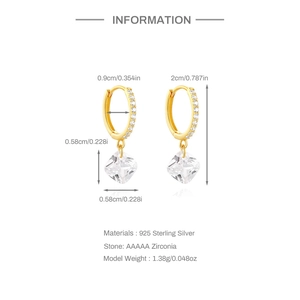 Detail specifications of S925 sterling silver rectangular earrings with AAAAA cubic zirconia