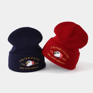 United States 250th Anniversary knit beanie hats with eagle and flag embroidery