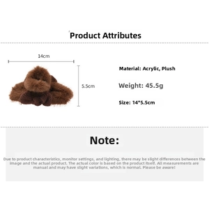 Detailed dimensions and weight of this large brown plush acrylic bow claw clip