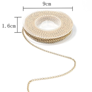 Golden stainless steel O-chain roll for DIY jewelry with 9cm reel diameter display