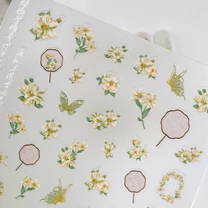 5D stereoscopic floral butterfly nail stickers with traditional Chinese fan patterns
