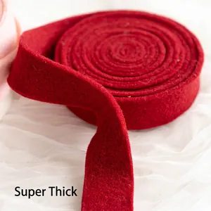 Christmas Wool Felt Teddy Velvet Ribbon For DIY Bow Christmas Tree Decoration Thickened Soft Fabric Craft Tape Gift Wrapping Festive Ornament