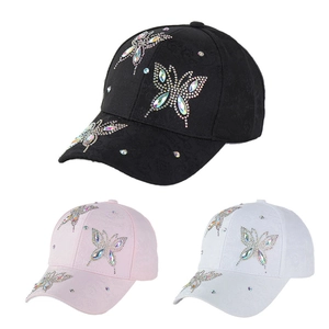 Women Rhinestone Butterfly Baseball Cap Jacquard Polyester Breathable Sunshade Fashion Streetwear Hat