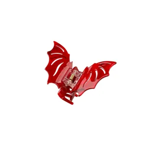 Red marble bat hair claw clip made of high-quality acetate for Halloween styling