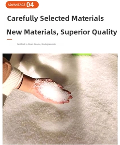 Biodegradable white plastic granules for packaging produced in a dust-free workshop
