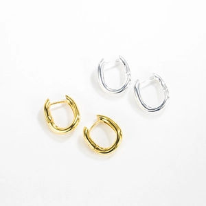 Minimalist S925 sterling silver U-shaped hoop earrings in gold and silver finishes