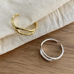 Minimalist double-layered S925 sterling silver rings in gold and silver finishes