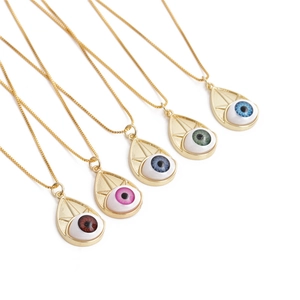 Evil Eye Pendant Necklace Copper Gold Plated Zircon Fatima Eye Box Chain Jewelry Gift For Women