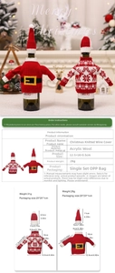Detailed dimensions and weight specifications for Christmas knit wine bottle covers