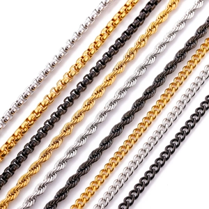 Stainless Steel Rope Box Cuban Chain Necklace For Men Women Hip Hop Punk Versatile Metal Jewelry Accessory