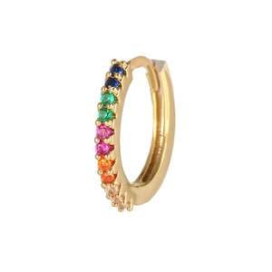 Chic gold huggie hoop earrings with colorful micro-pave cubic zirconia gemstones