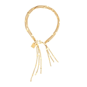 Three-layer 18K gold plated titanium steel bracelet with sparkling round sequins and tags