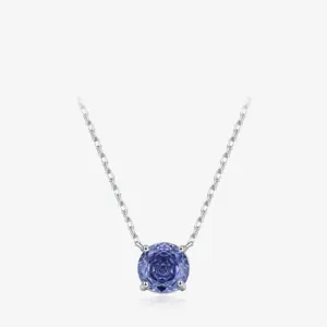 Collana In Argento Sterling 925 Con Pendente Rotondo In Zirconia Colore Tanzanite Viola Gioielli Eleganti Da Donna