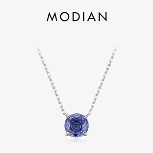Collier En Argent Sterling 925 Avec Pendentif Rond En Zircone Couleur Tanzanite Violette Bijoux Élégants Pour Femmes