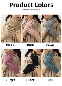 Detail of winter warm touch screen gloves for women in six different elegant colors