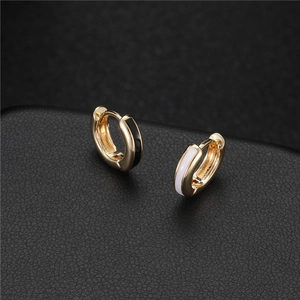 Luxury 14K gold plated hoop earrings with minimalist black and white drip oil stripes