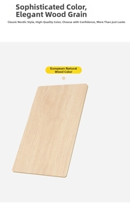 Detail of European natural wood finish board for kitchen rack with Nordic style grain