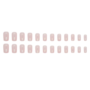 24 pieces of long square soft pink aurora press-on nails with a pearlescent glaze finish