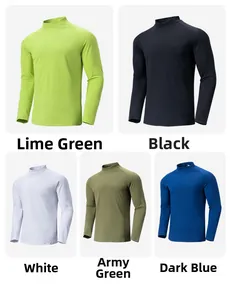 T-shirts manches raglan à col montant en vert, noir, blanc, vert armée et bleu marine