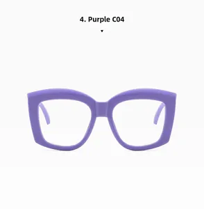 Dettaglio montatura occhiali quadrata viola modello C04 dallo stile retrò alla moda