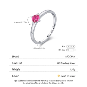 S925 sterling silver ring with 4mm square pink gemstone and minimalist prong setting