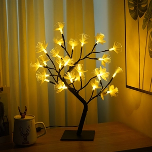 LED Fiber Optic Flower Tree Light USB Powered Warm White Birch Decorative Lamp For Christmas Home Desktop Novelty