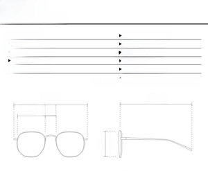 Detailed size chart for retro round sunglasses with precise frame and lens measurements