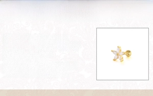 Detail of flower stud earring in 925 sterling silver with product specifications