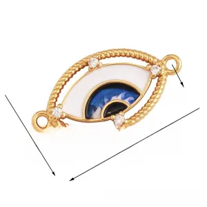 Detail showing Turkish Evil Eye connector size 24x12.5mm for DIY jewelry making