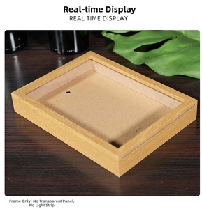 Deep wood shadow box frame for DIY light paintings, shown without glass and LED lights