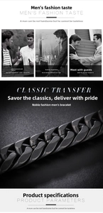 Detailed view of matte dark grey stainless steel Cuban chain bracelet for men