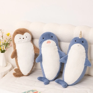 Cute plush seal, shark and narwhal stuffed animal pillows for home decor and comfort