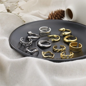 925 Sterling Silver Open Rings For Women Adjustable Geometric Wave Chain Hugging Hand Minimalist Gold Silver Plated Finger Ring