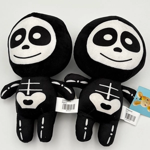 Set of two 8-inch cartoon Halloween skeleton plush dolls with soft black and white fabric
