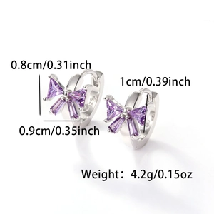 Detailed macro view of S925 sterling silver butterfly earrings with dimensions and weight info