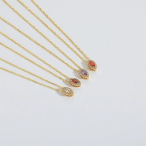 Minimalist marquise cut zircon pendant necklace in four elegant colors for women