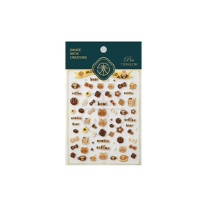 3D embossed coffee and bear theme nail art stickers set with 3D jelly texture