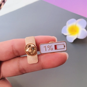 Creative 1% low battery enamel mood pin with sliding design and secure butterfly clasp