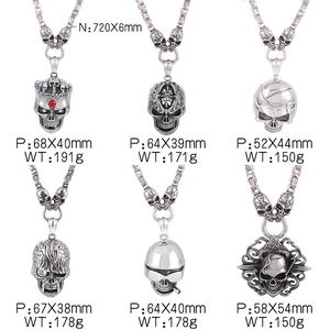 Detailed size and weight specs for various punk skull pendants with king chain necklaces