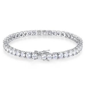 Classic silver tennis bracelet with round-cut sparkling cubic zirconia and secure clasp