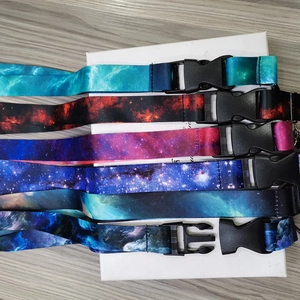 Galaxy Nebula Pattern Lanyard Polyester Webbing With Detachable Buckle Metal Clasp For Phone Keys ID Badge Holder